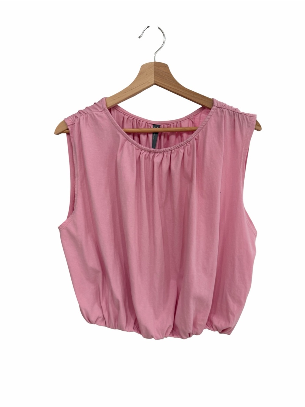 Anthropologie Pink Rose Bubble hem Crop Tank Top Size Medium - Picture 6 of 7